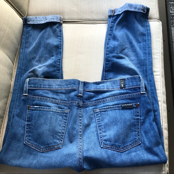 7 for all mankind the skinny ankle crop & roll denim jeans capris 25 - Picture 5 of 7